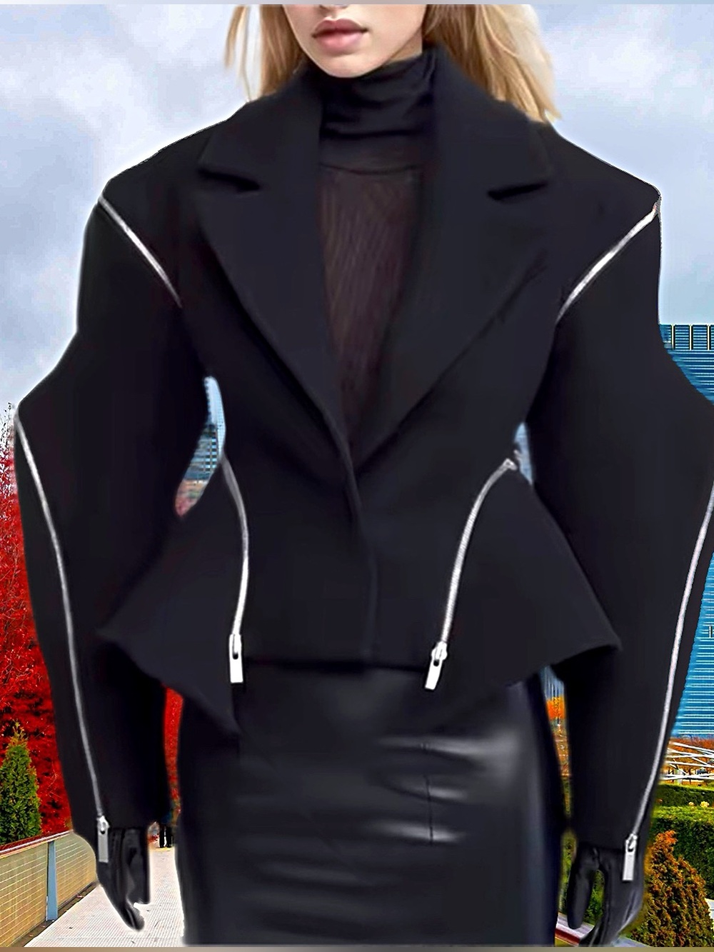 Spliced Zipper Jacket.
